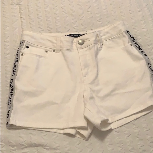Calvin Klein Jeans Pants - A white pair of shorts from Calvin Klein
